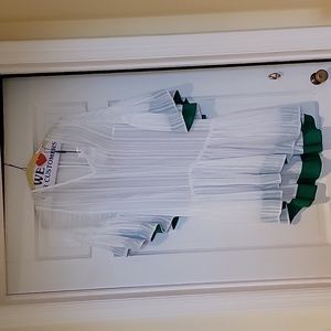 NWT Anthropolgie Tracy Reese Hera flutter dress size XS. White with green accent